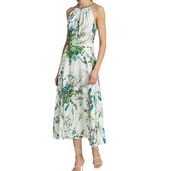 TERI JON by Rickie Freeman Embellished Halter Midi Dress Size 4 NWT - Picture 1 of 10